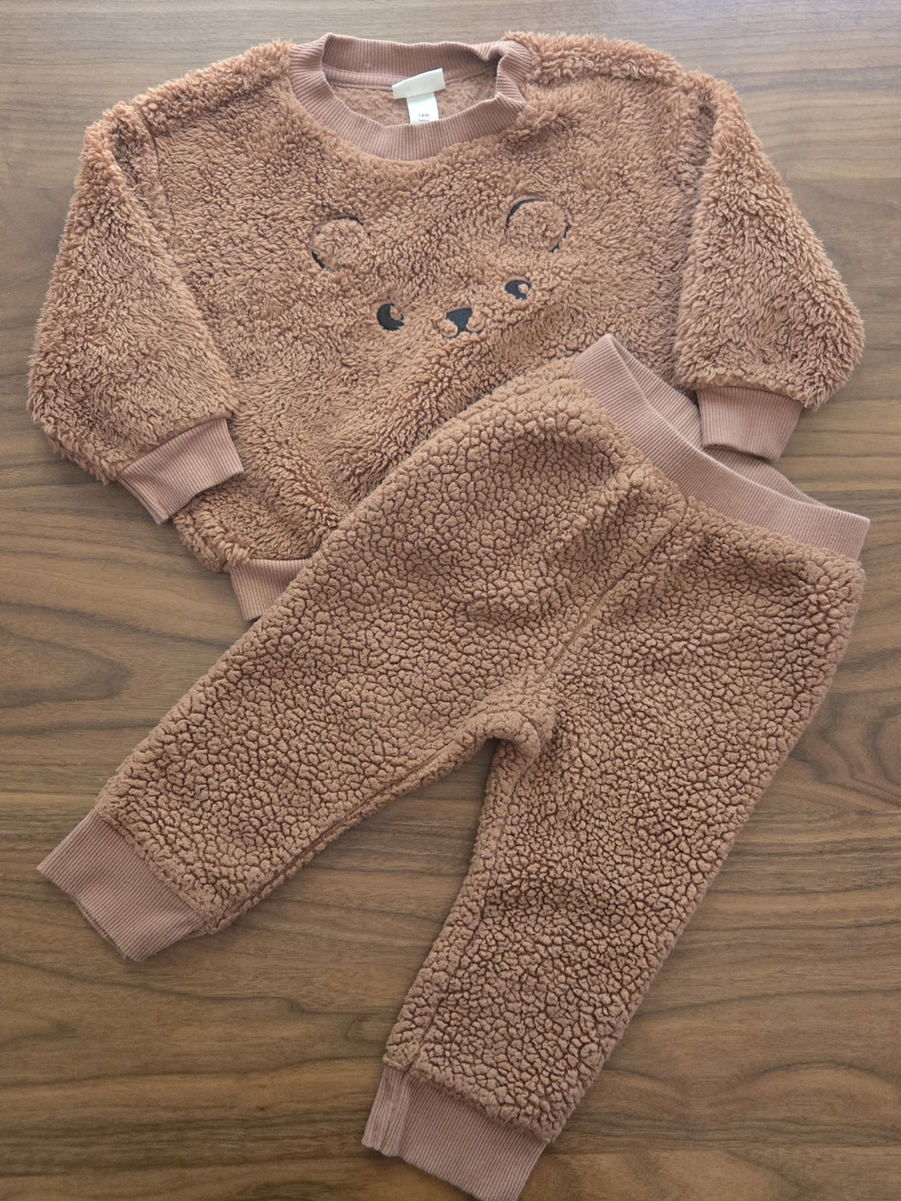 Soft Faux Shearling Teddy Bear Pullover & Jogger Set 18m